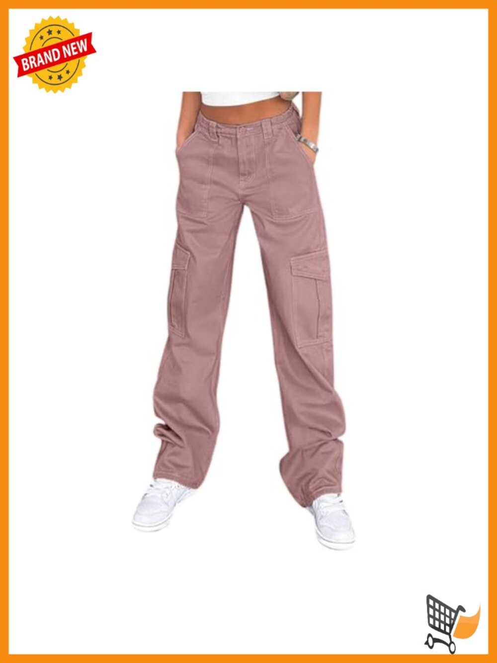 High Waisted Cargo Pants with 6 Pockets Y2K Streetwear Wide Leg